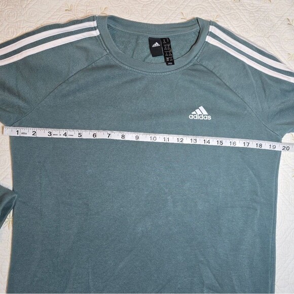 Adidas Crewneck Sweatshirt Womens Medium Sage Green 3 Stripe Athleisure Athletic - Picture 6 of 9